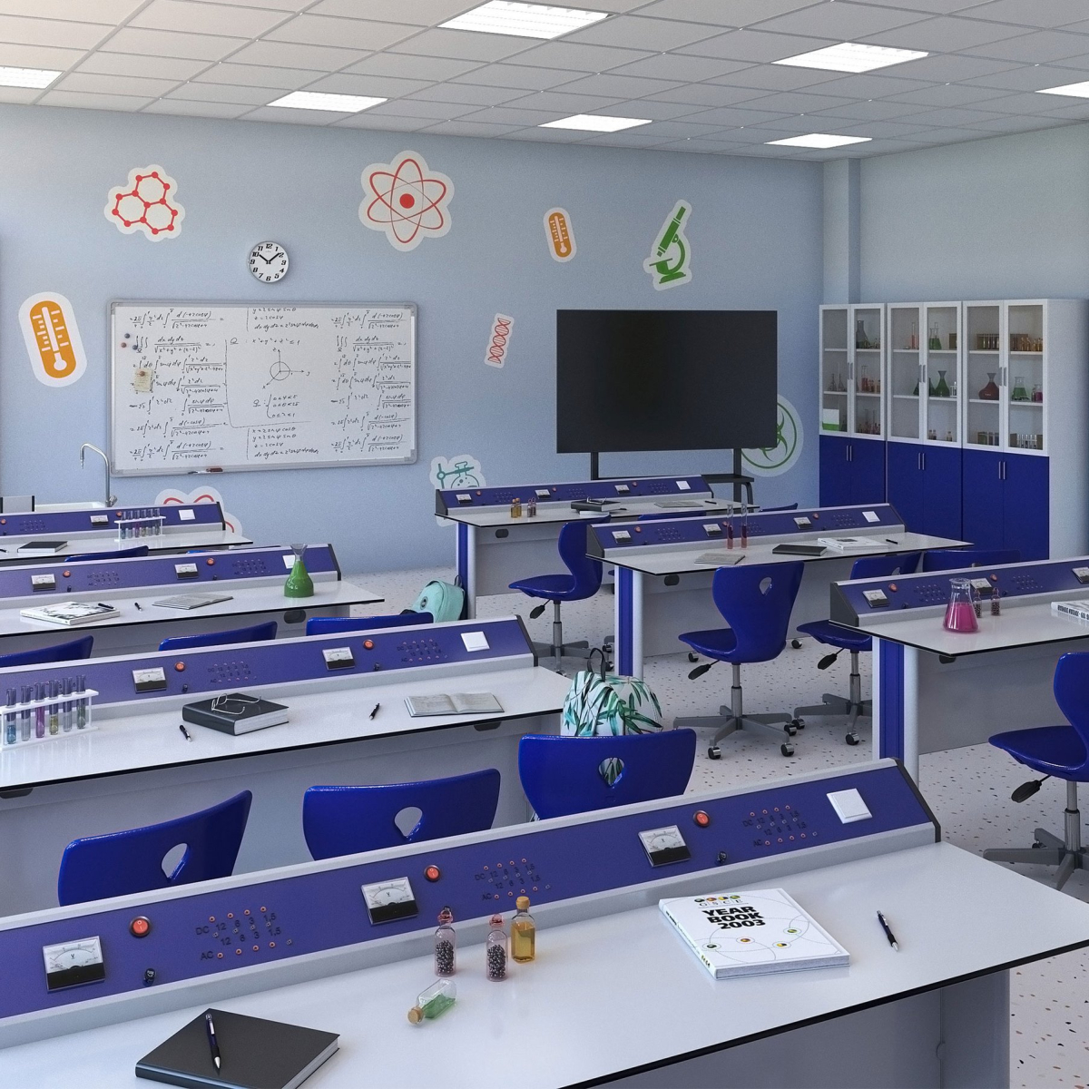 Бюро RFG Кабинет по физика Flat, над VII клас, за 24 ученика, Бял-синна ниска цена с бърза доставка - BestPC.BG