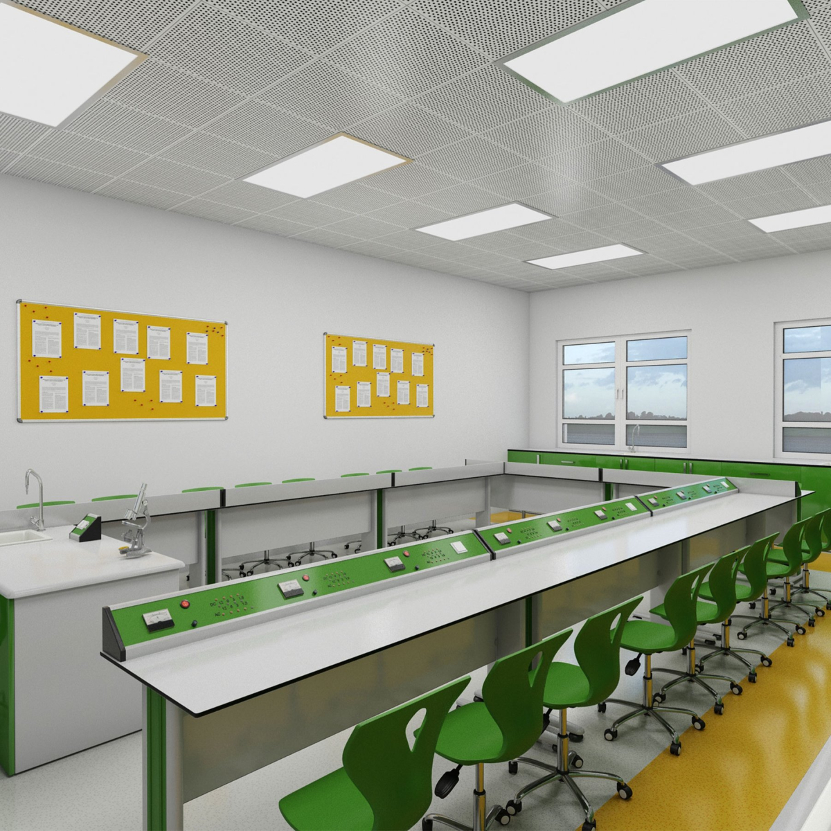 Бюро RFG Кабинет по физика Flat, над VII клас, за 24 ученика, Бял-зеленна ниска цена с бърза доставка - BestPC.BG