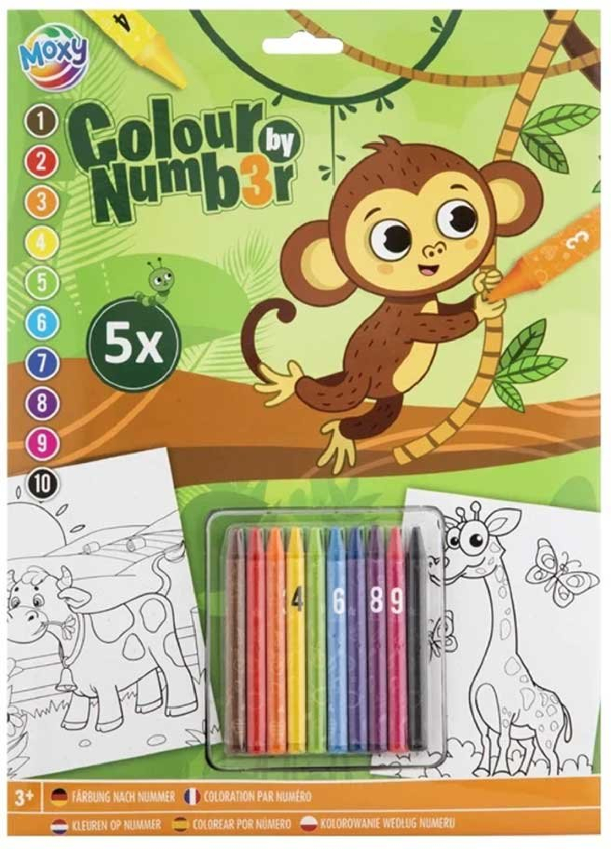 Moxy Рисуване по номера Маймуна, A4, 5 листа, с включени пастелина ниска цена с бърза доставка - BestPC.BG