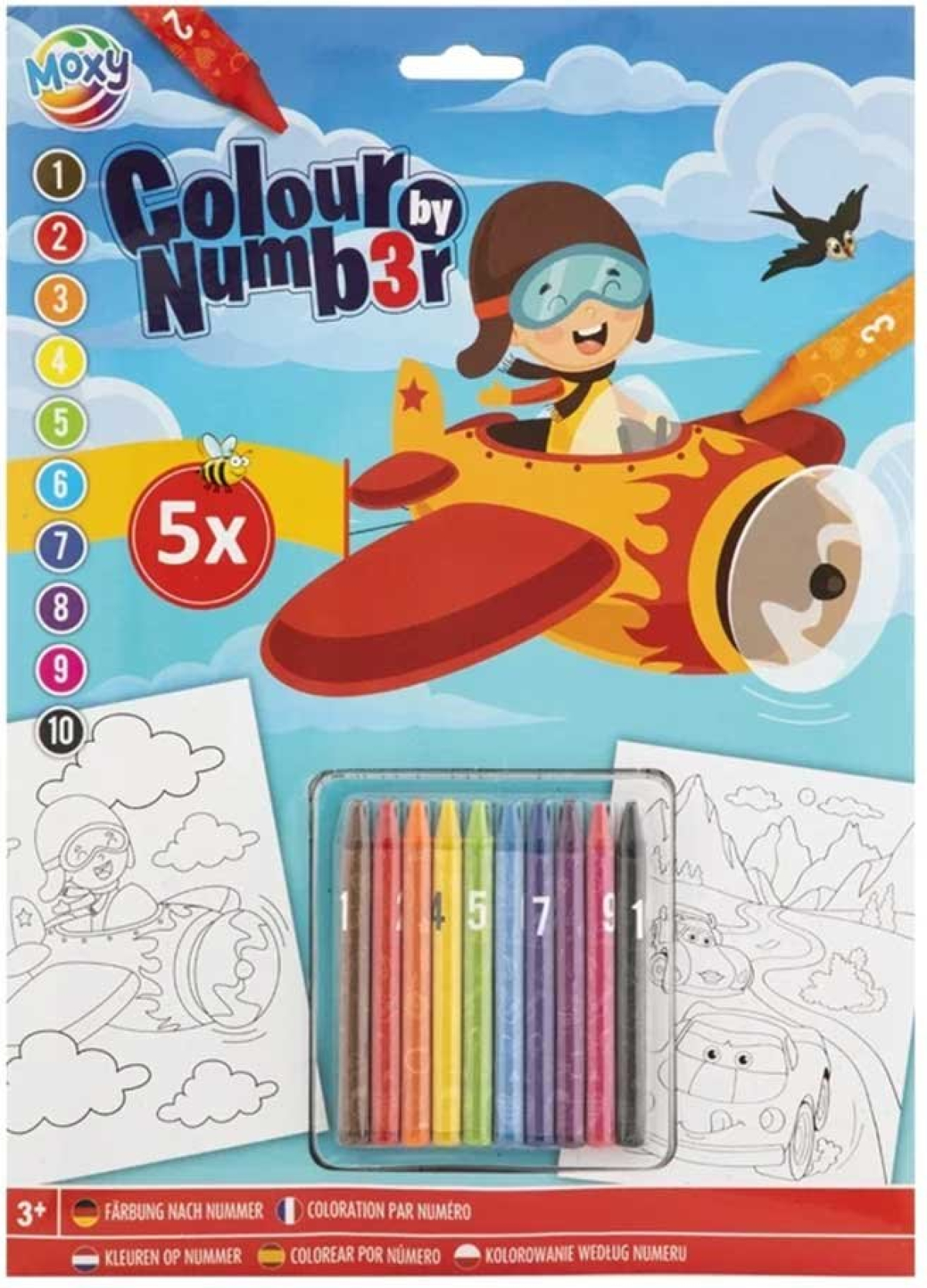 Moxy Рисуване по номера Самолет, A4, 5 листа, с включени пастелина ниска цена с бърза доставка - BestPC.BG