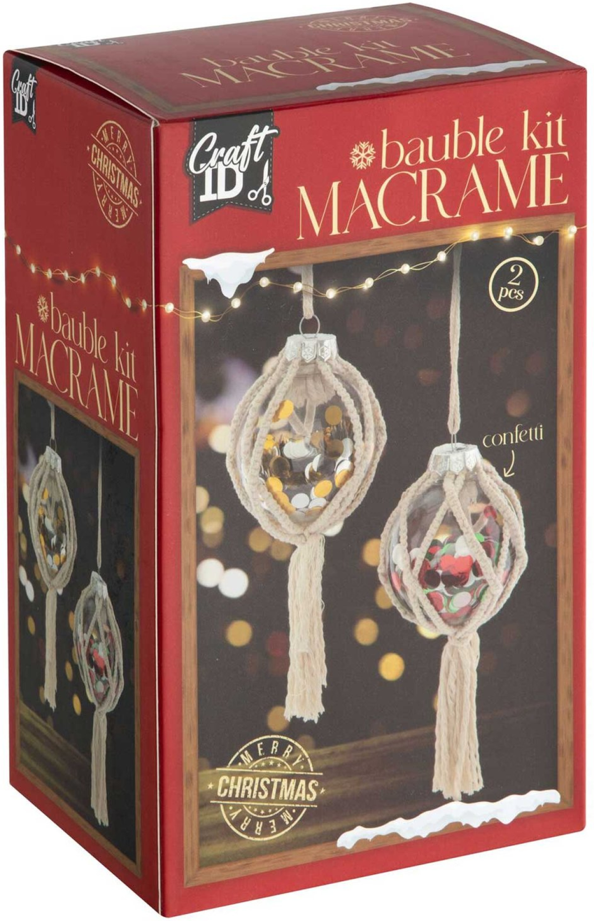 Craft ID Комплект за декорация - коледна топка с макраме и конфети, 2 брояна ниска цена с бърза доставка - BestPC.BG