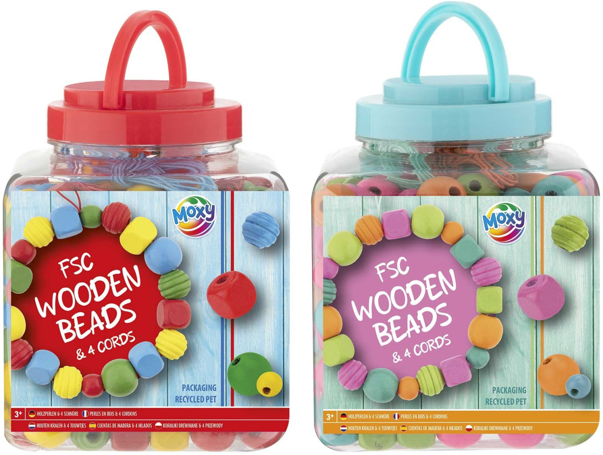 Moxy Мъниста, дървени, 375 g, в кофа, асорти, опаковка 6на ниска цена с бърза доставка - BestPC.BG
