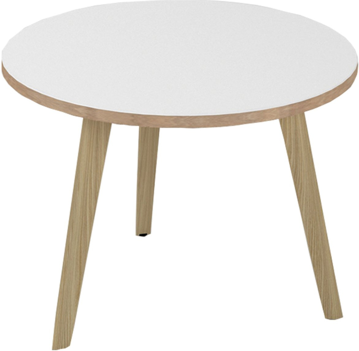 Ниска маса Narbutas Nova Wood, 700 х 700 х 480 mm, кръгъл плот, ПДЧ, бял меламин, дървени кракана ниска цена с бърза доставка - BestPC.BG