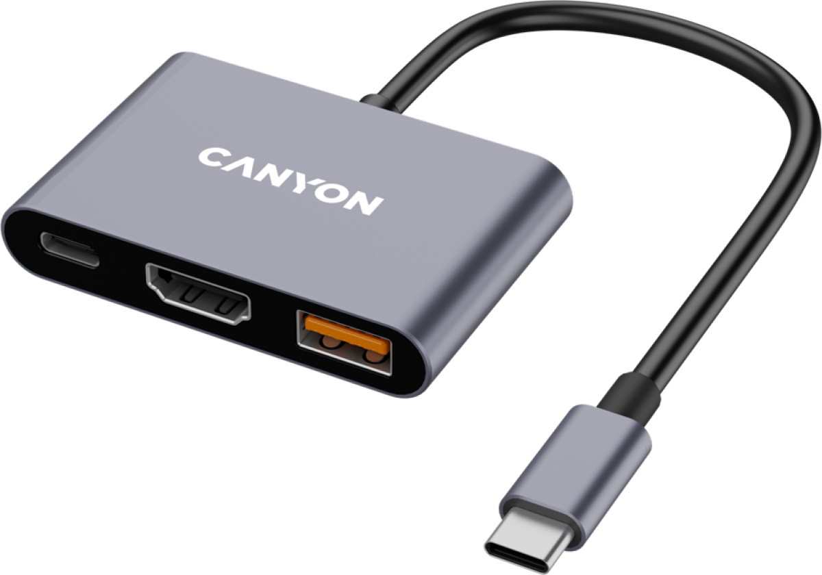 USB Хъб CANYON hub DS-4 3in1 USB, Сивна ниска цена с бърза доставка - BestPC.BG