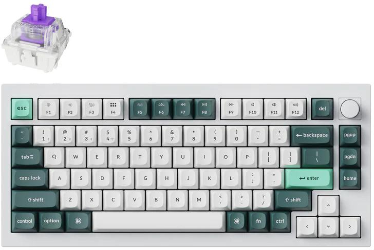Геймърска Механична клавиатура Keychron Q1 HE QMK 75% Shell White - Gateron Double-Rail, Бялана ниска цена с бърза доставка - BestPC.BG