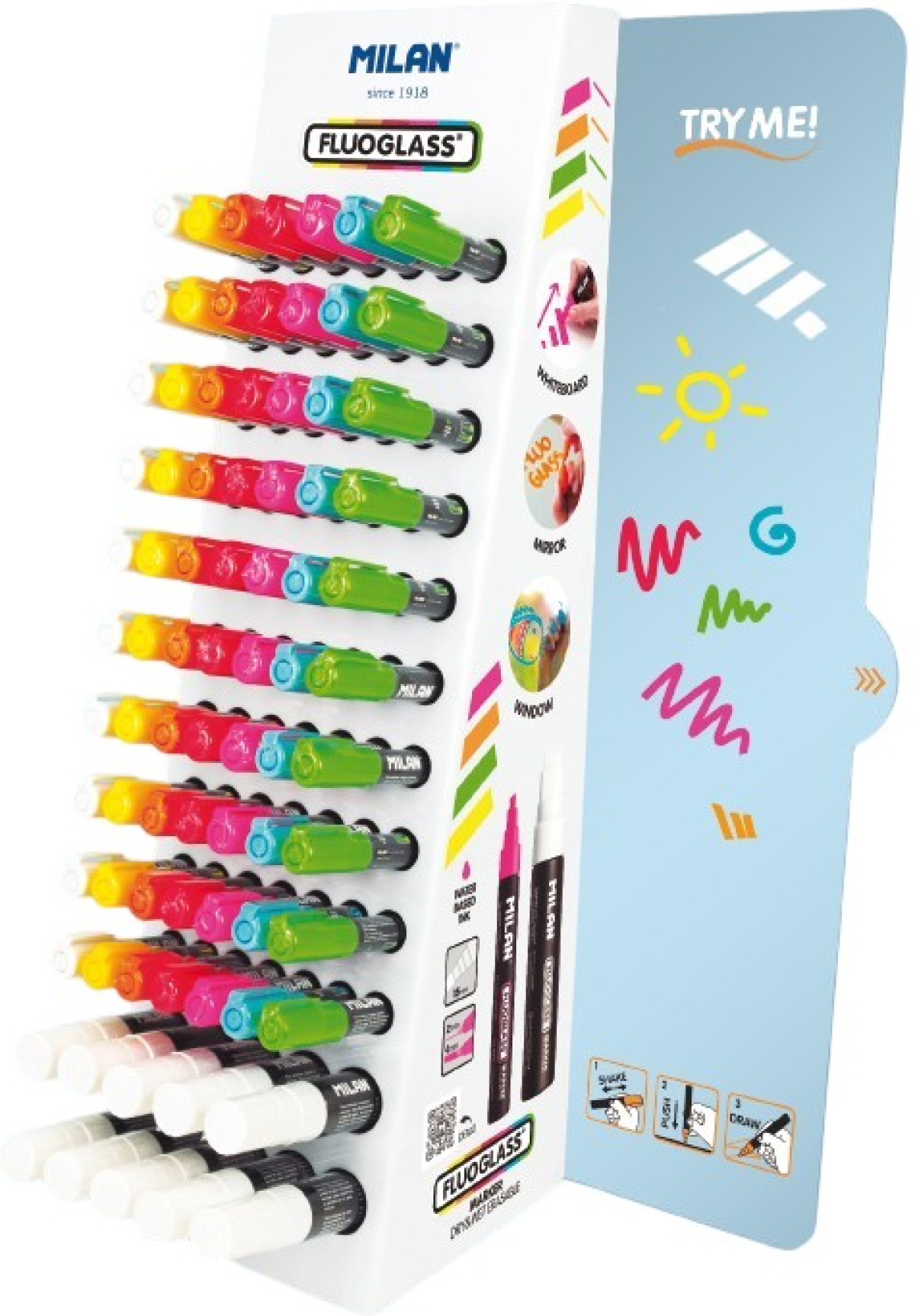 Milan Дисплей Fluoglass, с 96 маркера, асортина ниска цена с бърза доставка - BestPC.BG