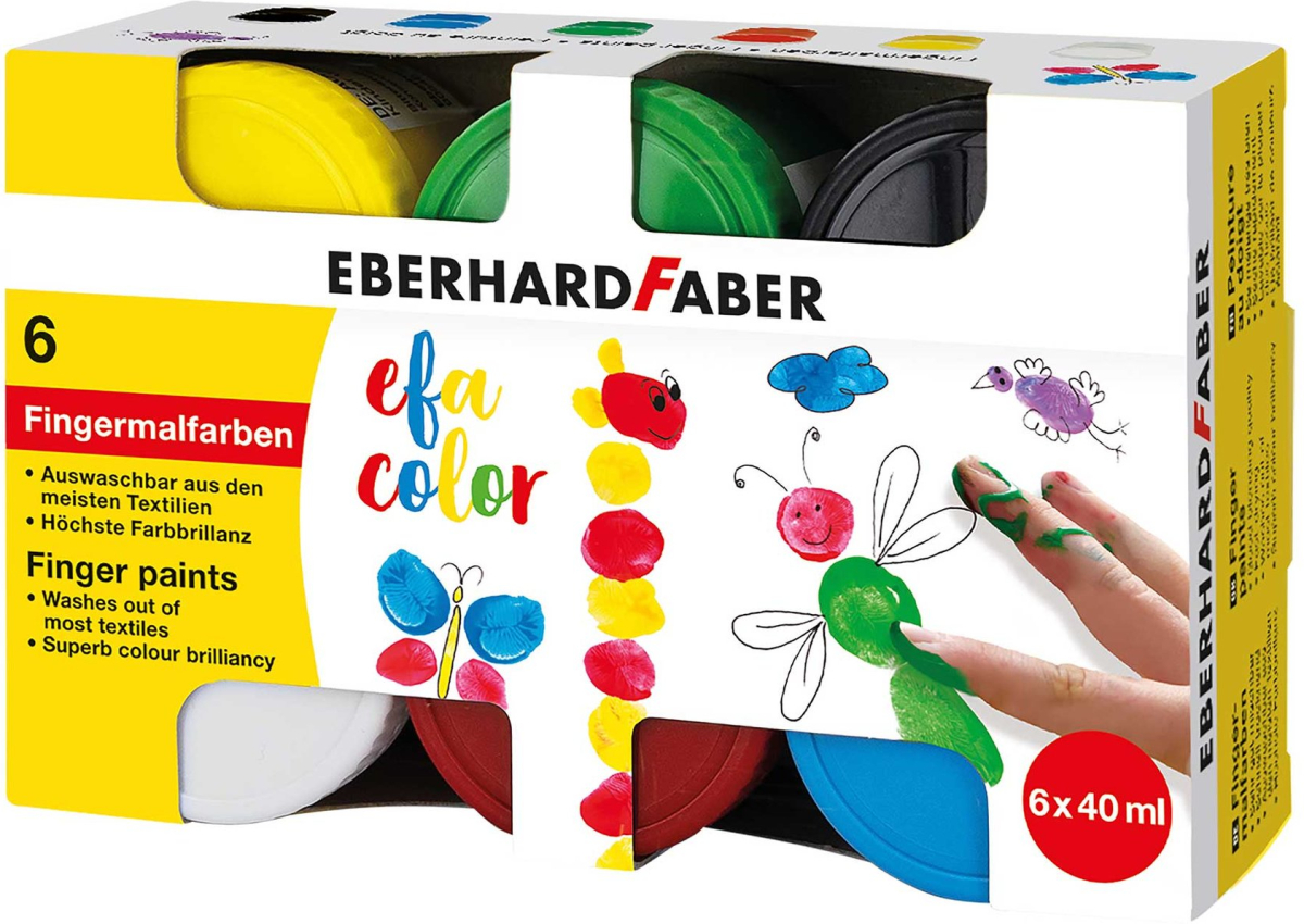 Eberhard Faber Боя за рисуване с пръсти, 6 цвята х 40 mlна ниска цена с бърза доставка - BestPC.BG