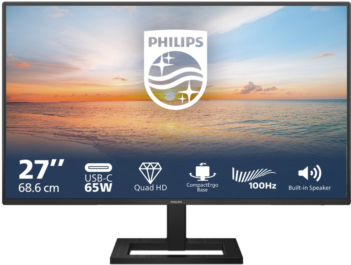 Монитор PHILIPS 27E1N1600AE-00 27inch 2560x1440 IPS 100Hz HDMI DP USB-Cна ниска цена с бърза доставка - BestPC.BG