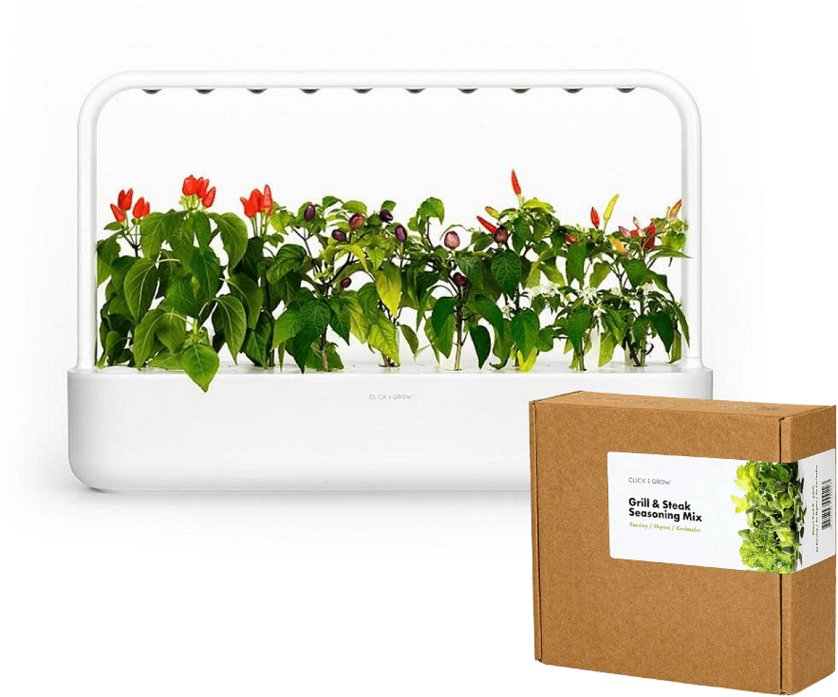 Click and Grow смарт саксия Smart Garden 9 + 9 броя Подправки за пържола миксна ниска цена с бърза доставка - BestPC.BG