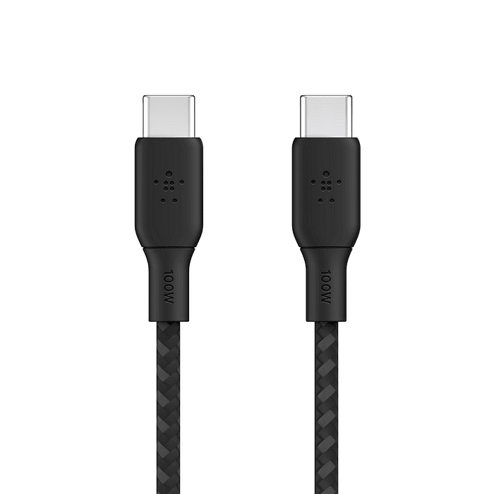 Кабел с оплетка Belkin BoostCharge USB-C към USB-C 3M, Черенна ниска цена с бърза доставка - BestPC.BG