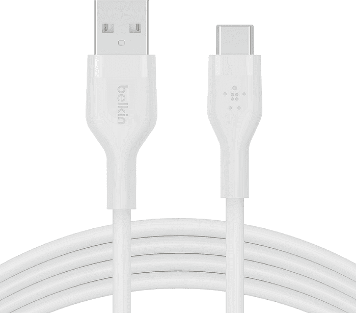 Кабел силиконов Belkin BOOST CHARGE USB-A към USB-C 1M, Бялна ниска цена с бърза доставка - BestPC.BG