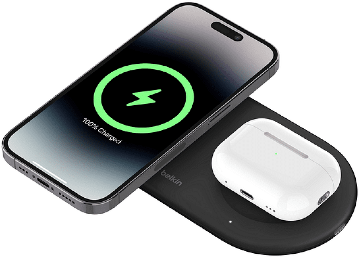 Принадлежност за смартфон Поставка за безжично зареждане 2 в 1 Belkin BOOST CHARGE™ PRO Qi2 15W, Черенна ниска цена с бърза доставка - BestPC.BG