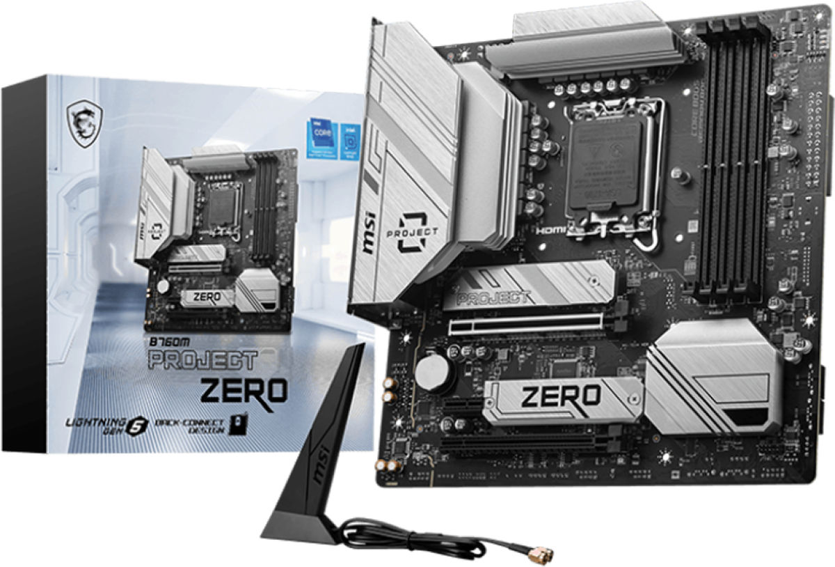 Дънна платка MSI B760M PROJECT ZERO, mATX, Socket LGA 1700, Dual Channel DDR5 7800+(OC)MHz, 1x DPна ниска цена с бърза доставка - BestPC.BG