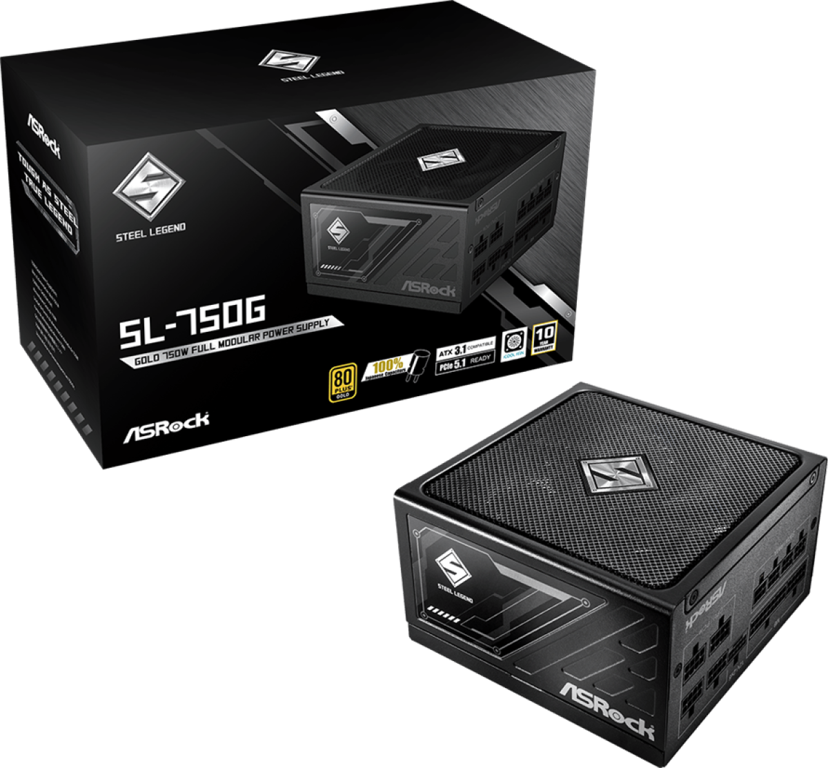 Захранване Asrock SL-750G, 750W, 80 Plus GOLD, Fully Modular PSU, Japanese Capacitors, 2x EPS 12V, Черенна ниска цена с бърза доставка - BestPC.BG