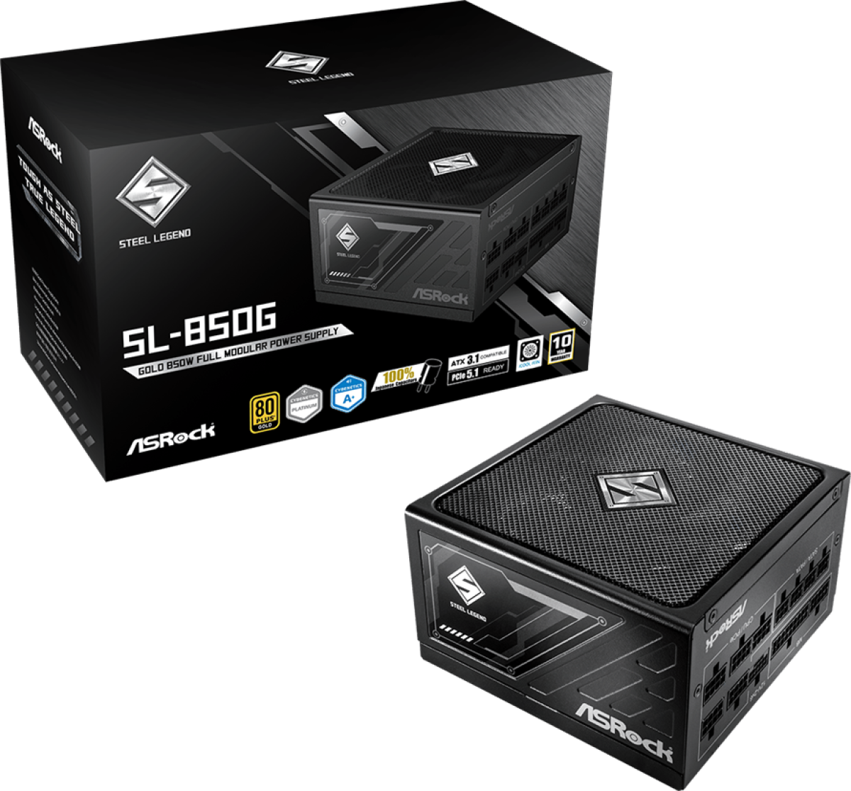 Захранване Asrock SL-850G, 850W, 80 Plus GOLD, Fully Modular PSU, Japanese Capacitors, 2x EPS 12V, Черенна ниска цена с бърза доставка - BestPC.BG