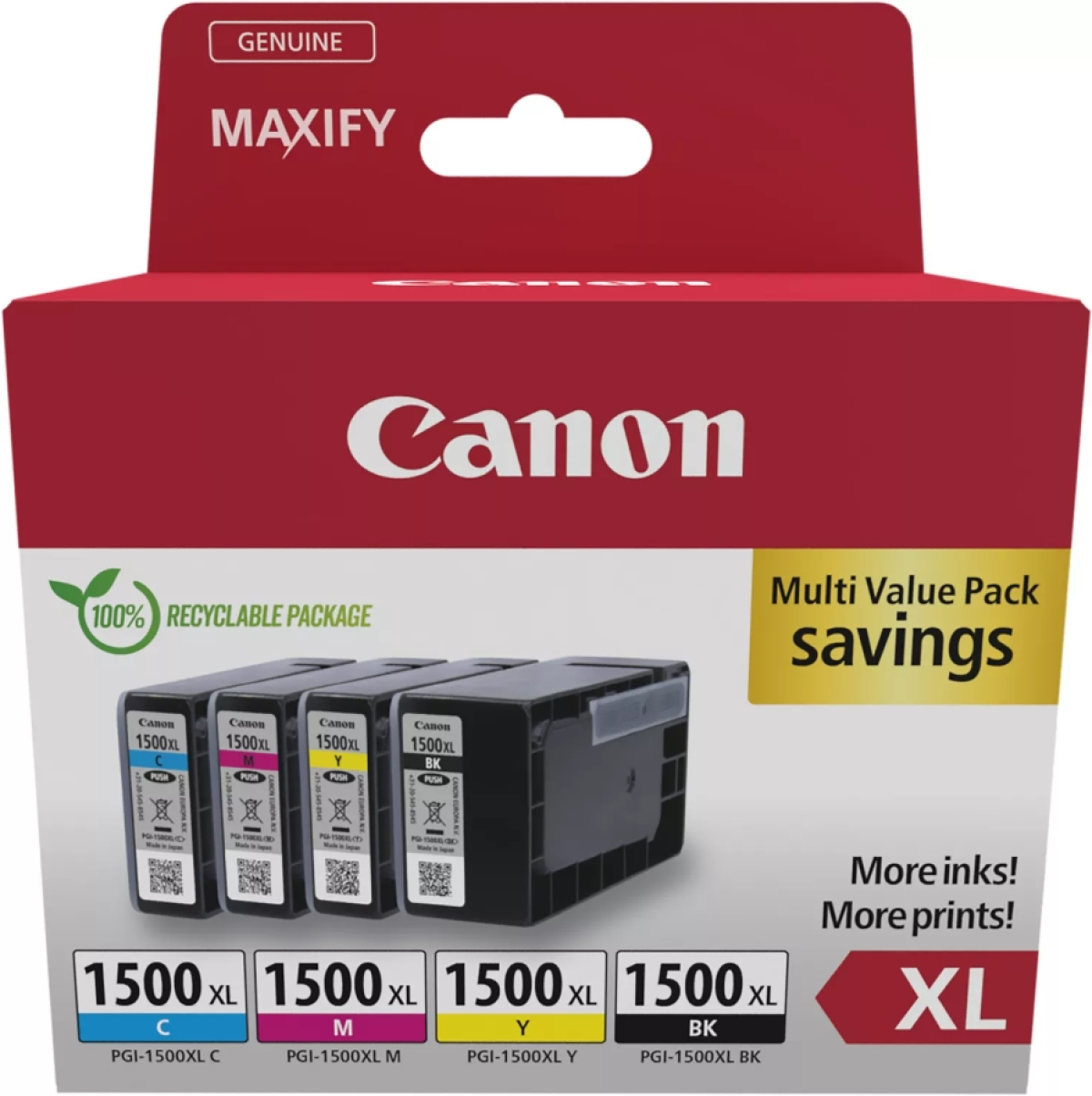 Касета с мастило Canon PGI-1500XL BK-C-M-Y Multi Packна ниска цена с бърза доставка - BestPC.BG