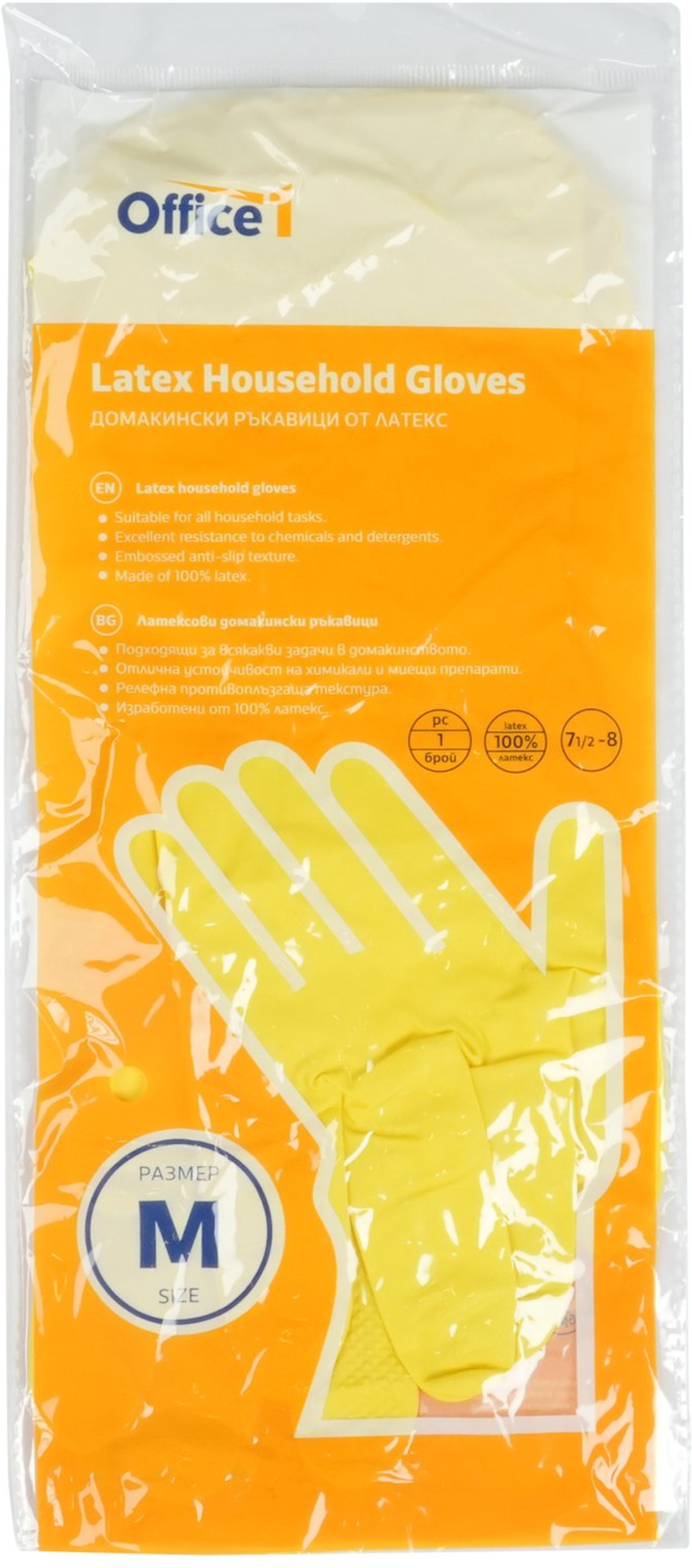 Почистващ продукт Ръкавици Office 1, домакински, латексови, размер Mна ниска цена с бърза доставка - BestPC.BG