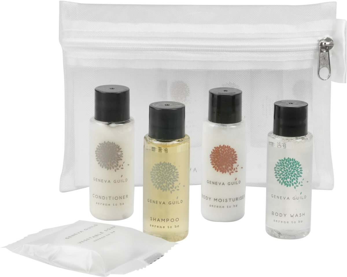 Продукт GFL Cosmetics Комплект Geneva, душ гел, шампоан, балсам, лосион за тяло и твърд сапунна ниска цена с бърза доставка - BestPC.BG