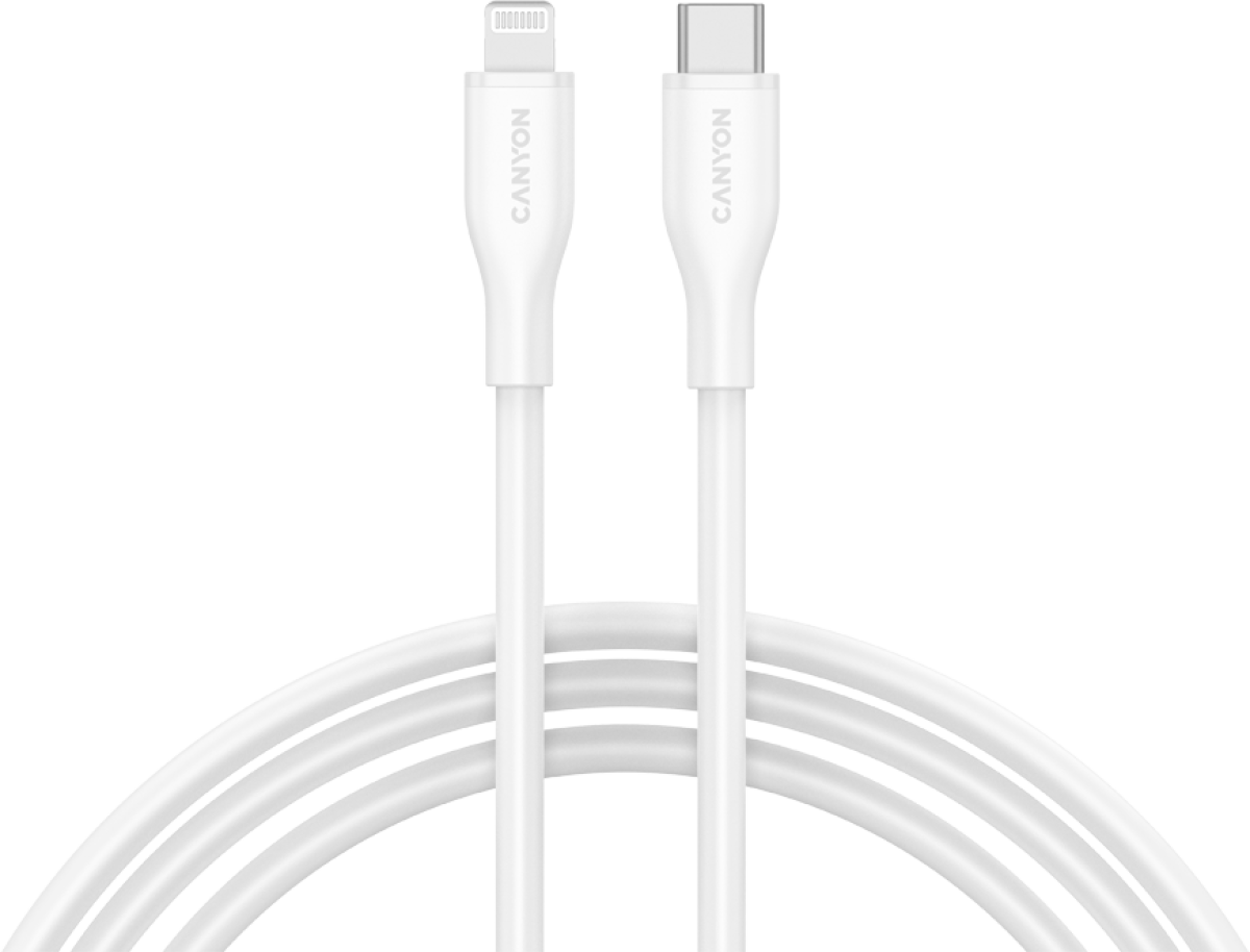 Кабел/адаптер CANYON cable CLNM60 C-L 60W MFI, 1 м, Бялна ниска цена с бърза доставка - BestPC.BG