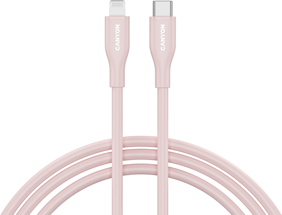 Кабел/адаптер CANYON cable CLNM60 C-L 60W MFI, 1 м, Розовна ниска цена с бърза доставка - BestPC.BG