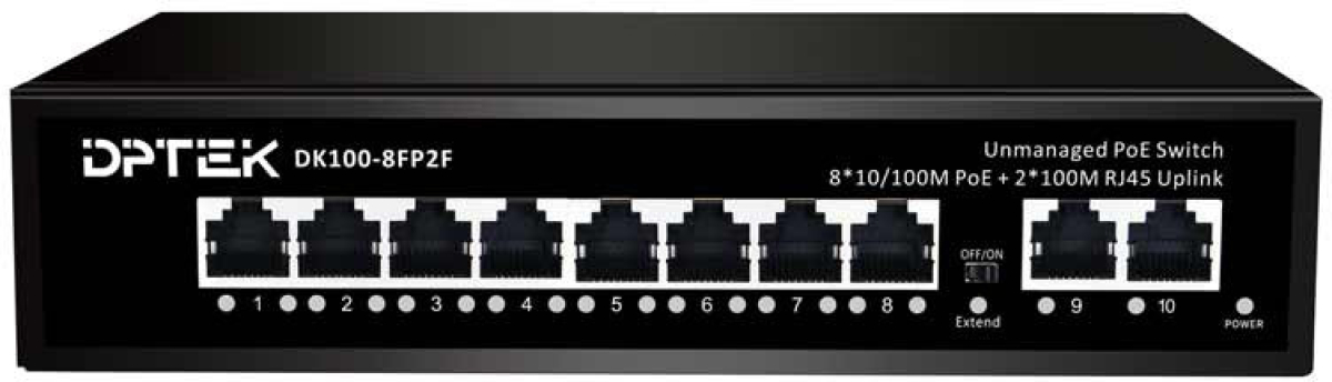 Комутатор/Суич DPTEK DK100-8FP2F, 10x100MB Unmanaged PoE Switchна ниска цена с бърза доставка - BestPC.BG