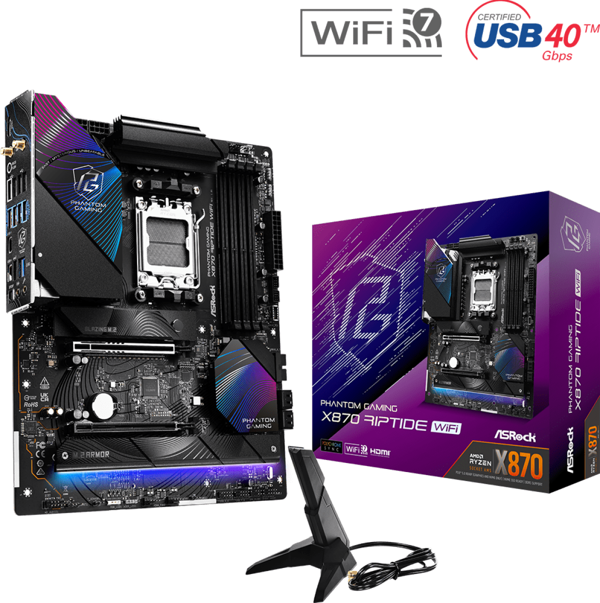 Дънна платка ASROCK X870 RIPTIDE WIFI, Socket AM5на ниска цена с бърза доставка - BestPC.BG