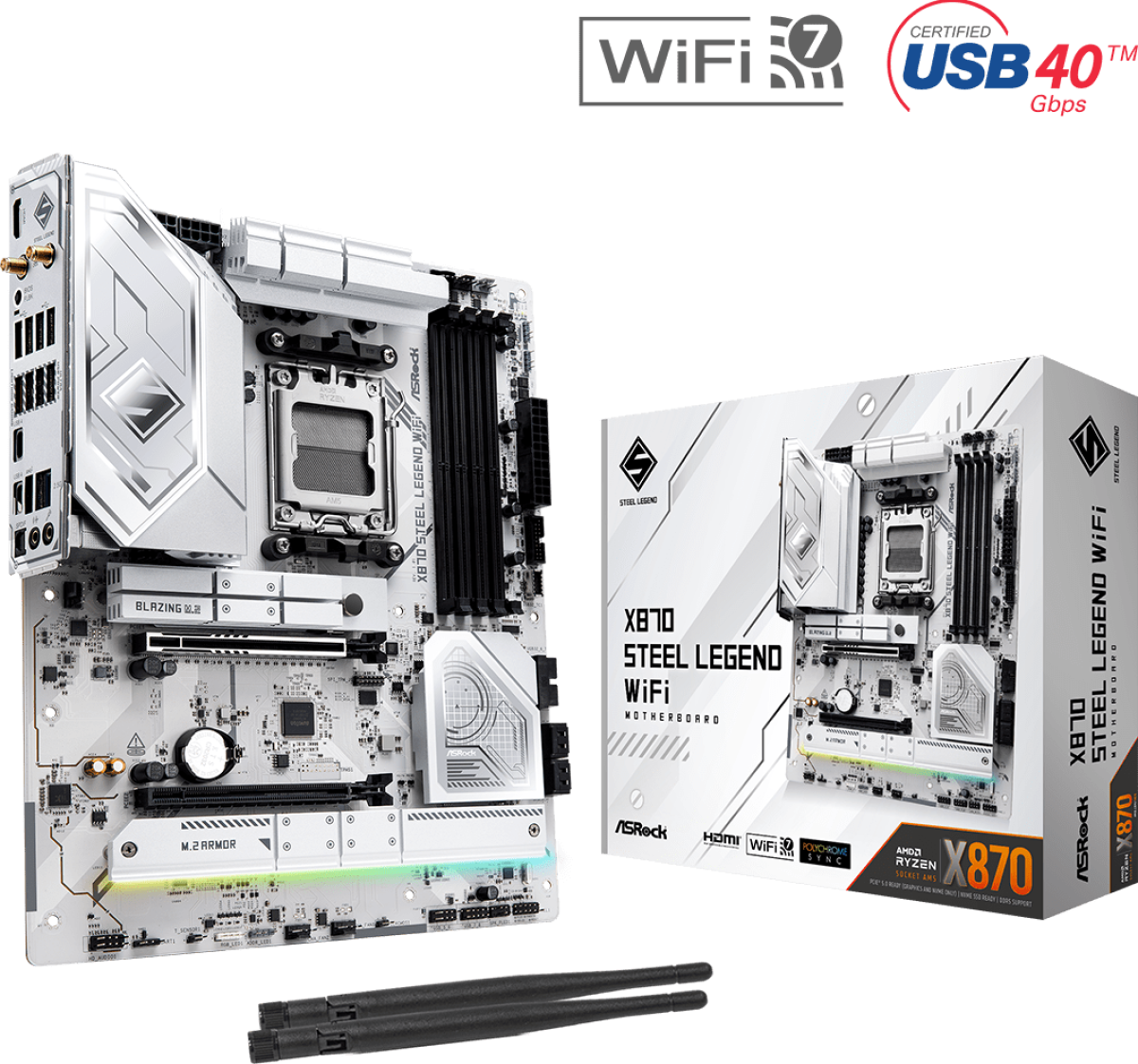 Дънна платка ASROCK X870 STEEL LEGEND WIFI, Socket AM5на ниска цена с бърза доставка - BestPC.BG