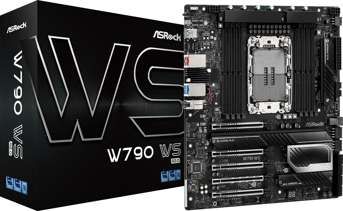 Дънна платка ASRock W790 WS R2.0, LGA 4677, Intel W790 SATA, 6Gb/s, Extended ATX Motherboardна ниска цена с бърза доставка - BestPC.BG