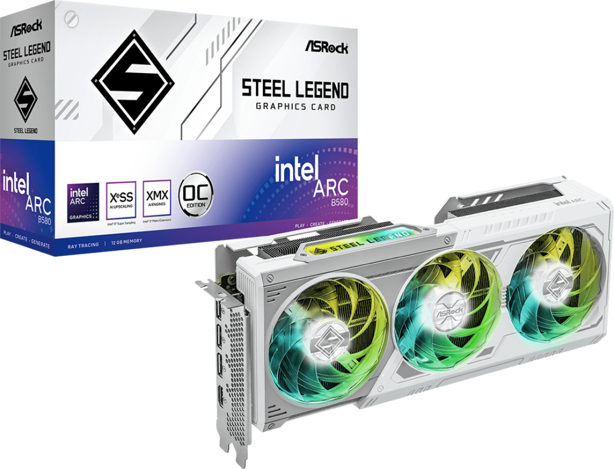Видеокарта Видео карта ASRock Intel ARC B580 Steel Legend 12GB OCна ниска цена с бърза доставка - BestPC.BG