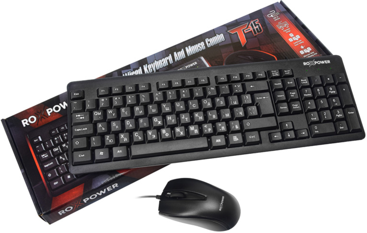 Комплект компютърна клавиатура и мишка ROXPOWER T-15на ниска цена с бърза доставка - BestPC.BG