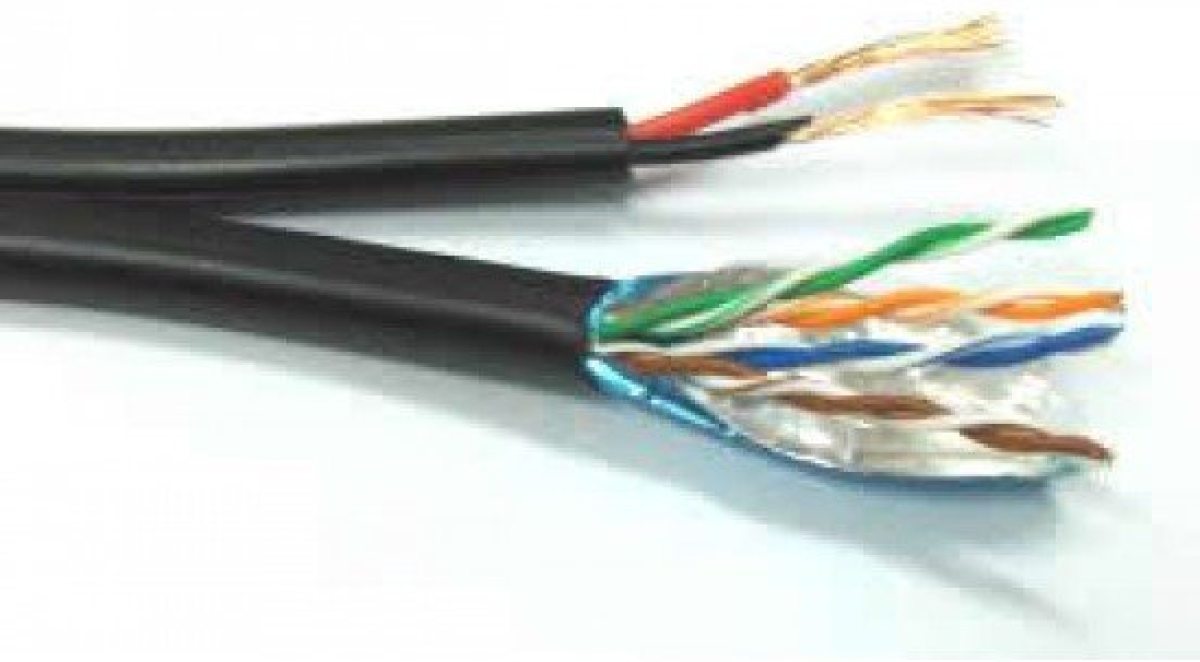 Инсталационен LAN кабел  FTP Cat5e 24AWG CU+захранване 2x0.75mm CU, 305 метрана ниска цена с бърза доставка - BestPC.BG
