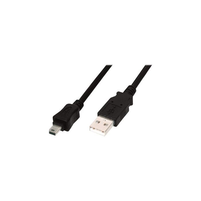 КАБЕЛ USB DIGITUS - USB-A to mini USB - 1,8 m - Black - PN AK-300130-018-Sна ниска цена с бърза доставка - BestPC.BG