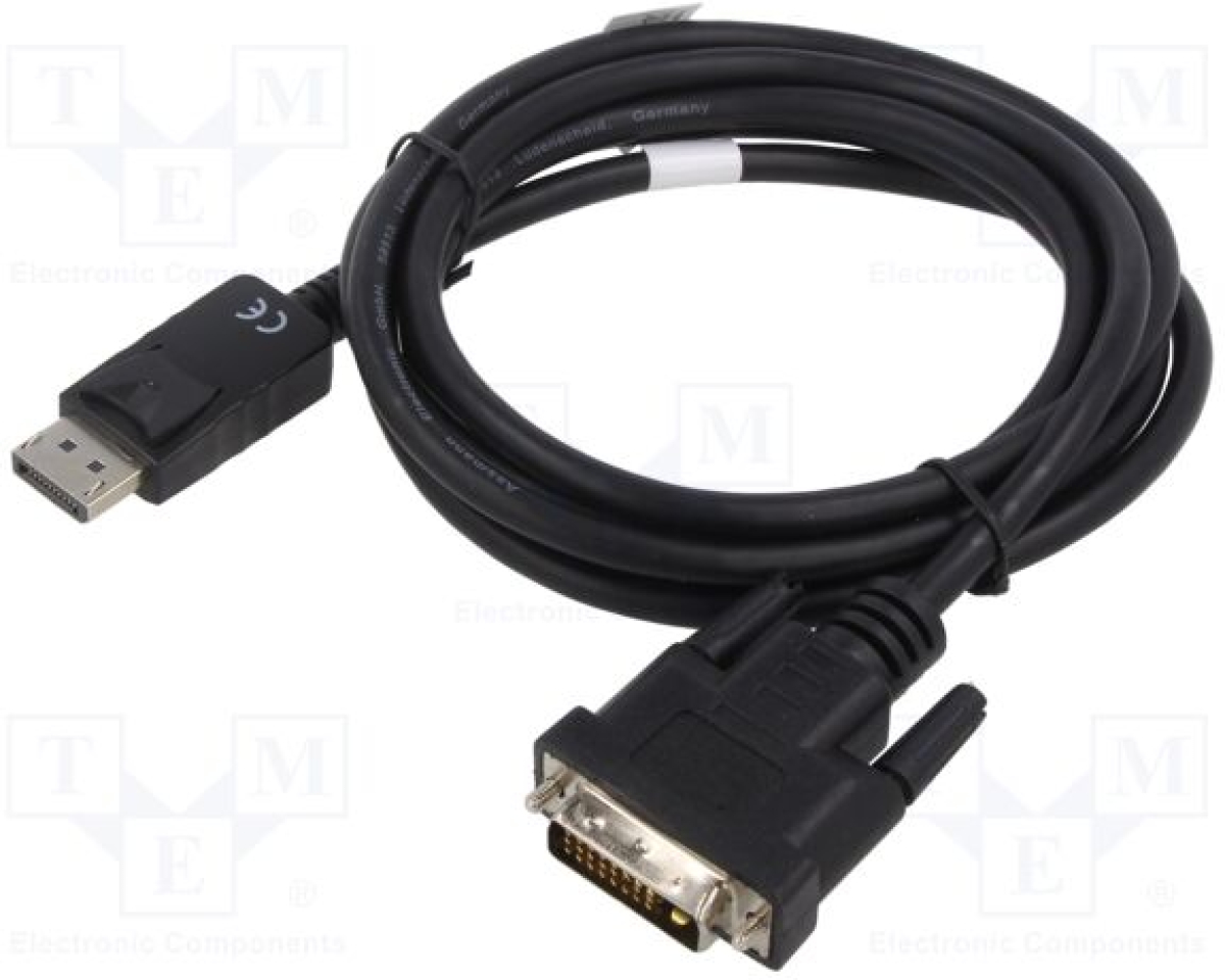 Кабел Digitus, DisplayPort - DVI, черен, 2 мна ниска цена с бърза доставка - BestPC.BG