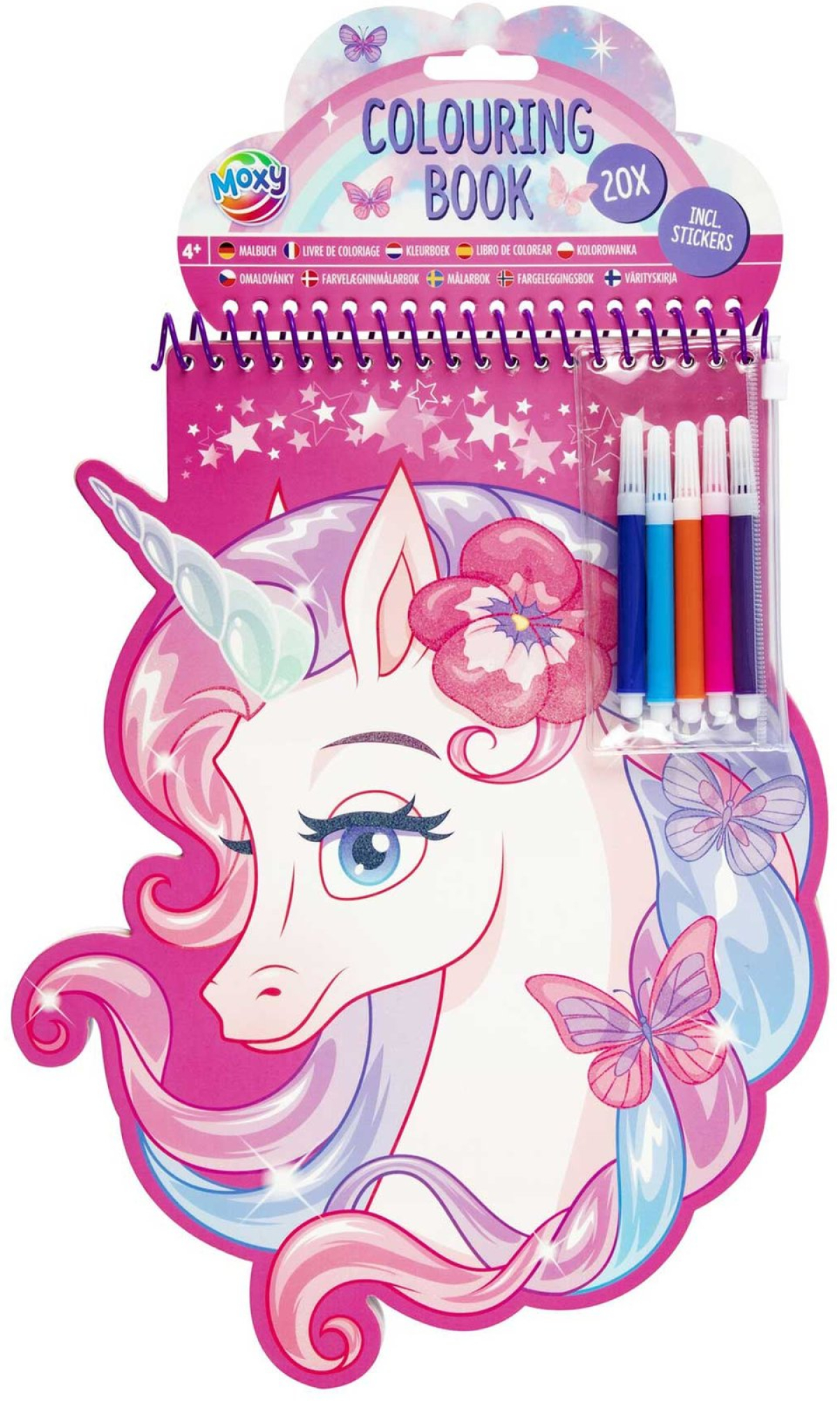 Moxy Книжка за оцветяване, с форма на еднорог, с 5 флумастерана ниска цена с бърза доставка - BestPC.BG