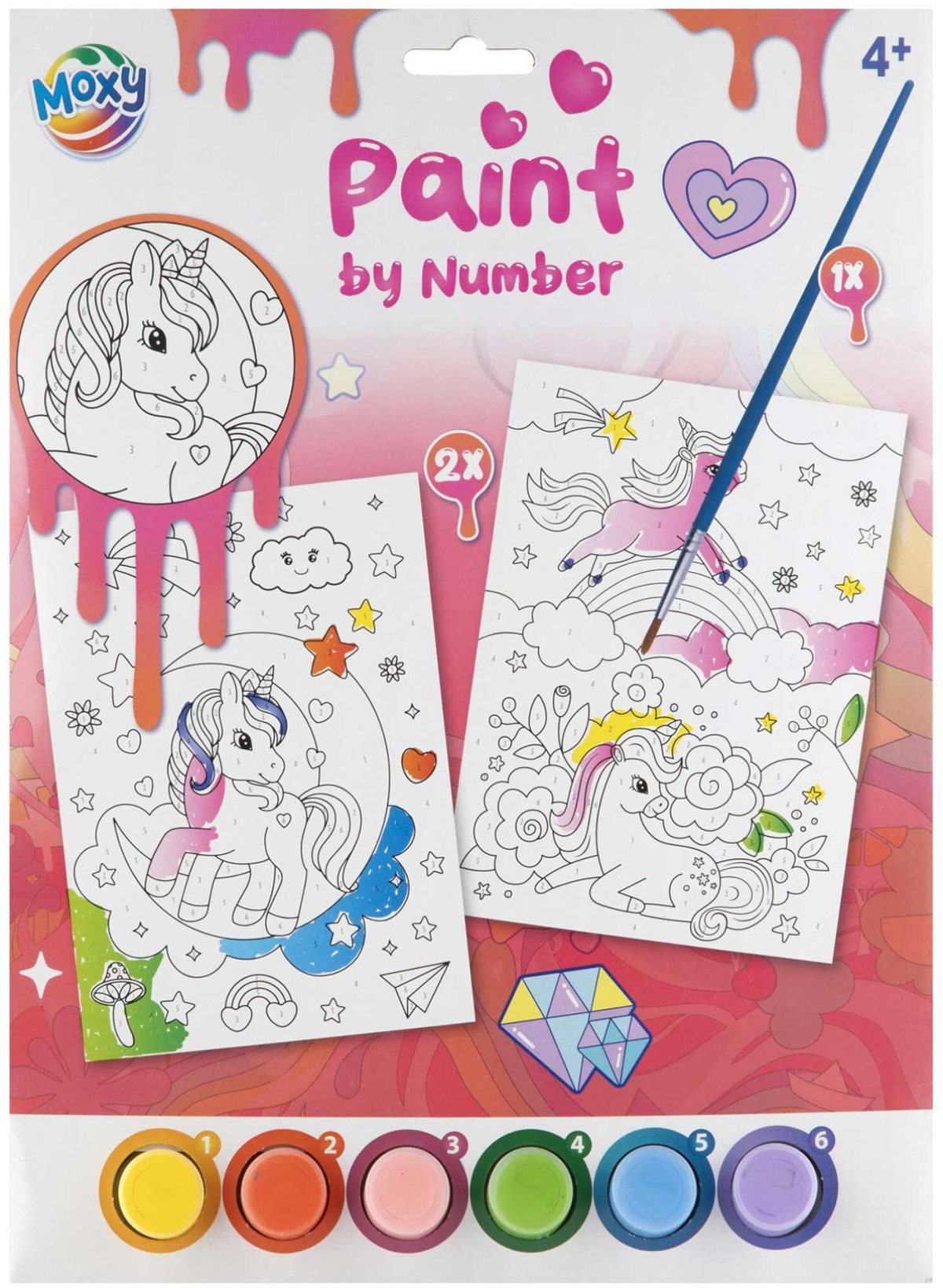 Moxy Рисуване по номера Еднорог, 2xA4, с четка и 6 боина ниска цена с бърза доставка - BestPC.BG