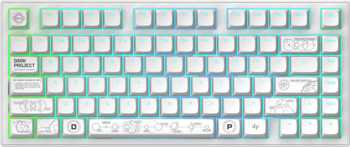 Геймърскa безжична клавиатура Dark Project ALU81A Terra Nova White RGB, Бялана ниска цена с бърза доставка - BestPC.BG