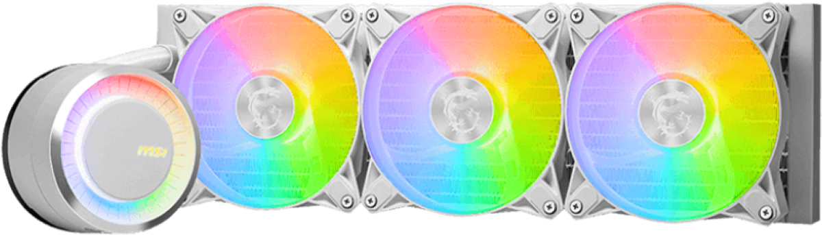 Водно охлаждане MSI MAG CORELIQUID E360 бял 3x 120mm ARGB вентилатори, въртяща се глава, алуминиев радиатор, Fluid Dynamic Bearingна ниска цена с бърза доставка - BestPC.BG