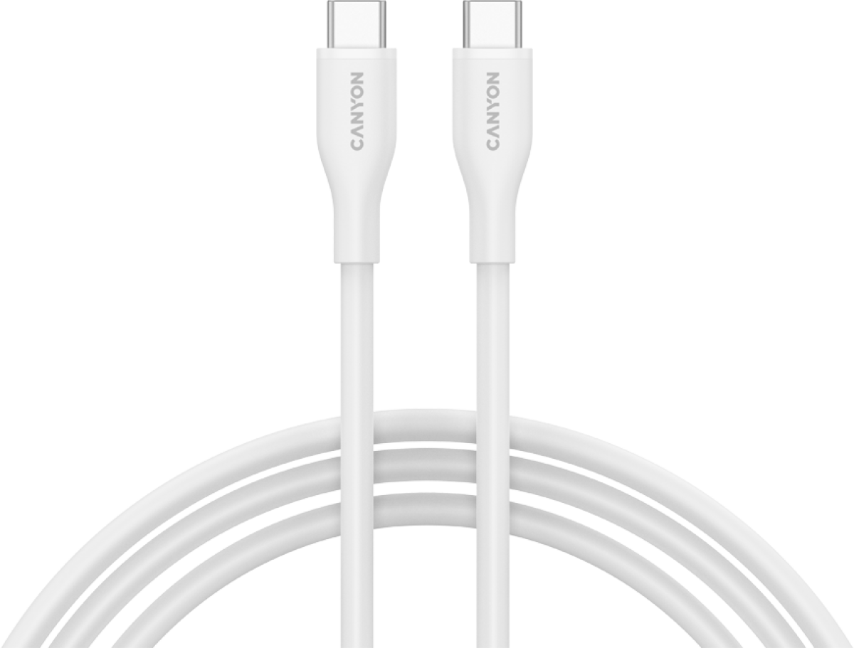 Кабел/адаптер CANYON cable CC60SC10 C-C 60W, 1 м, Бялна ниска цена с бърза доставка - BestPC.BG