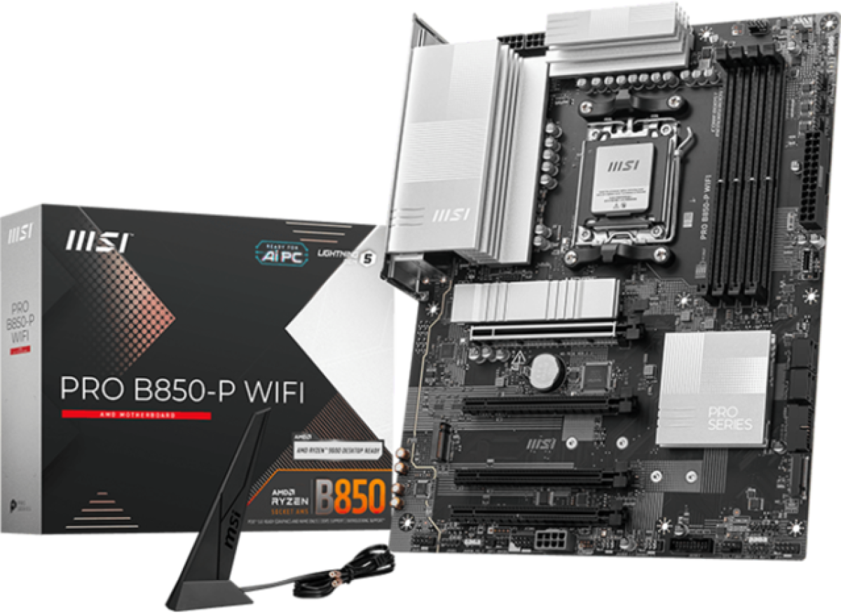 Дънна платка MSI B850-P WIFI, AM5, 4х DDR5, 5000 Mb/s, WiFi 7, ВТ 5.4, DisplayPort, ATXна ниска цена с бърза доставка - BestPC.BG
