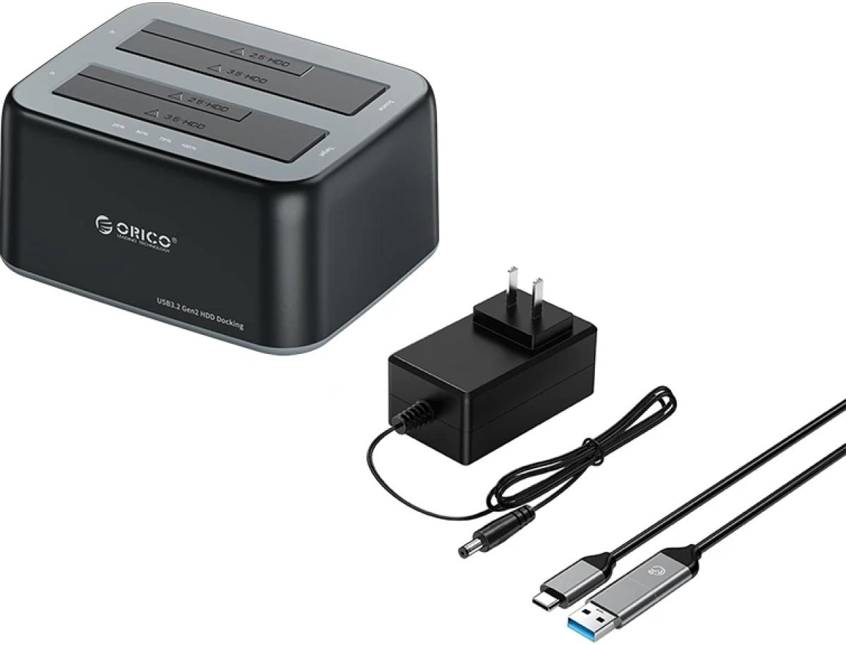 Orico докинг станция Storage - HDD-SSD Dock - 2 BAY 2.5-3.5 USB-C-USB-A - 6829C3-V1на ниска цена с бърза доставка - BestPC.BG