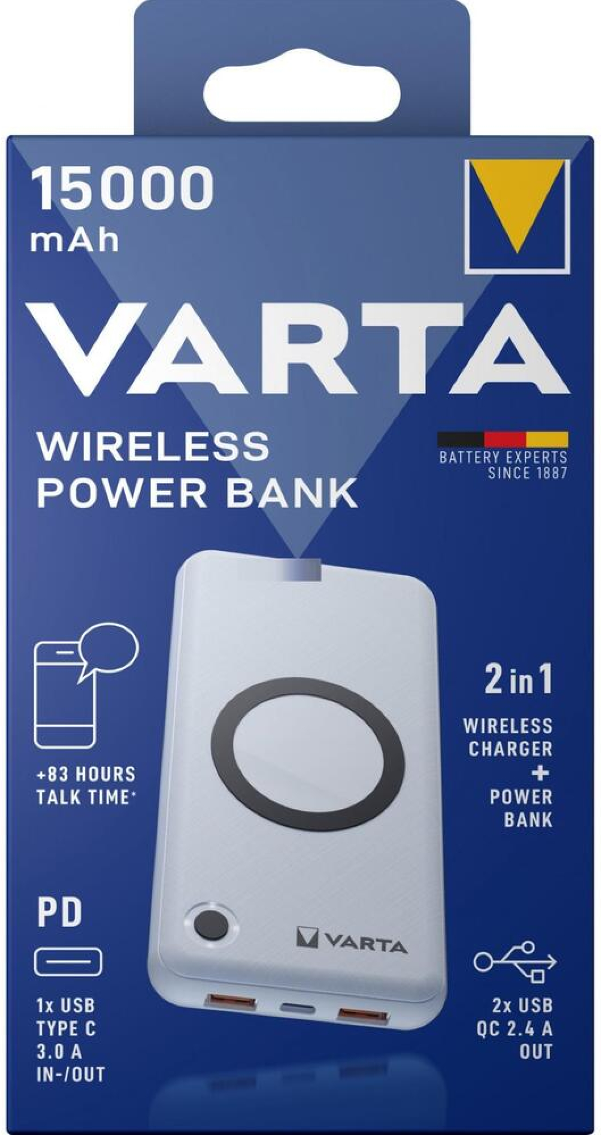 Външна батерия VARTA ENERGY WIRELESS ПРЕНОСИМА БАТЕРИЯ 15000mAhна ниска цена с бърза доставка - BestPC.BG