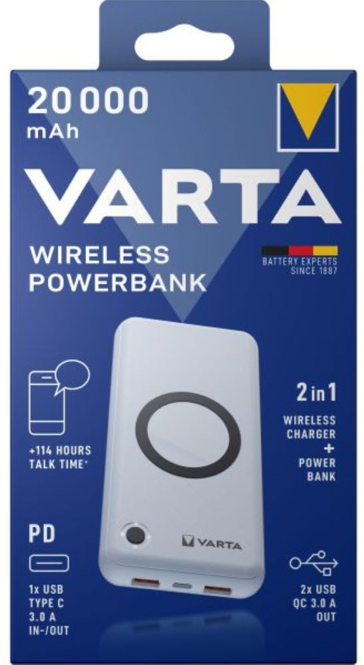 VARTA ENERGY WIRELESS ПРЕНОСИМА БАТЕРИЯ 20000mAhна ниска цена с бърза доставка - BestPC.BG