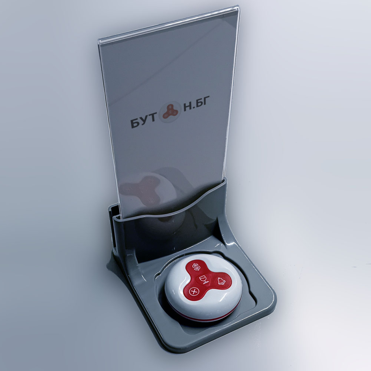 Продукт MEEYI Y-70, Menu Holder с поставка за безжичен бутон, водоустойчив, 118 x 98 x 62 мм, сивна ниска цена с бърза доставка - BestPC.BG