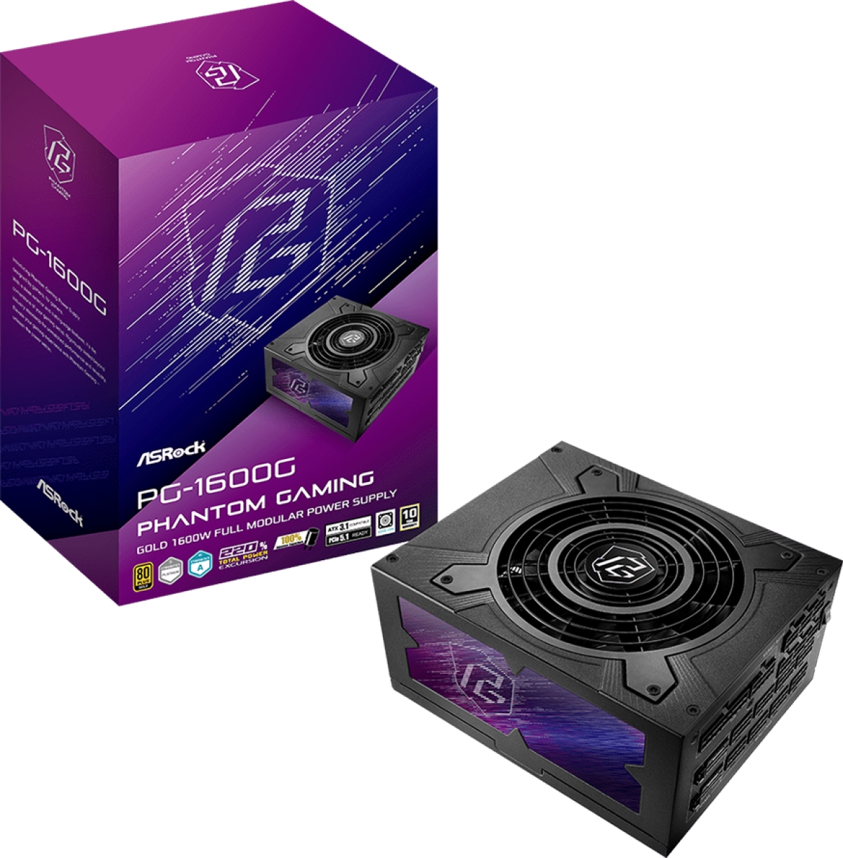 Захранване Asrock PG-1600G, 1600W, 80 Plus Gold, Fully Modular PSU, черенна ниска цена с бърза доставка - BestPC.BG