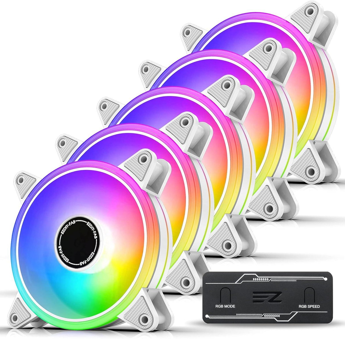 Комплект вентилатори EZDIY-FAB Moonlight White RGB PWM 120mm - 5 Packна ниска цена с бърза доставка - BestPC.BG