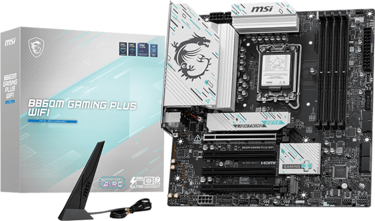 Дънна платка MSI B860 GAMING PLUS WIFI, LGA1851, 4х DDR5, 5000 Mb/s, WiFi 7, BT 5.4, HDMI, DP, ATXна ниска цена с бърза доставка - BestPC.BG