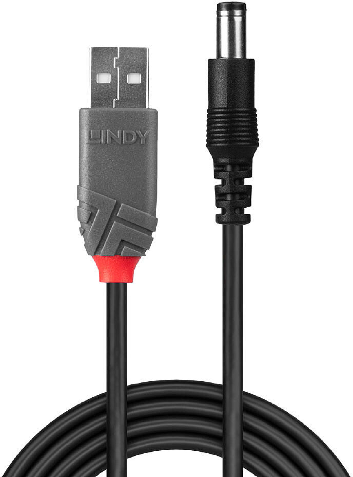 LINDY LNY-70268 :: Захранващ кабел USB Type A M към жак с 2.1 мм - 5.5 мм вътрешен-външен диаметър, 5V DC, 1.5 мна ниска цена с бърза доставка - BestPC.BG