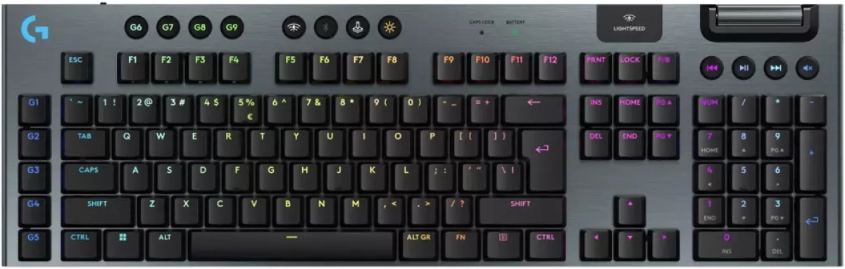 Клавиатура Геймърска Logitech G915 X LIGHTSPEED Low-Profile Wireless Gaming Keyboard - Чернана ниска цена с бърза доставка - BestPC.BG