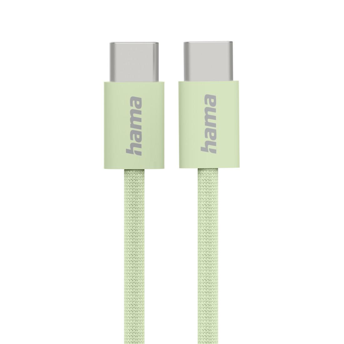 HAMA Кабел за зареждане Fabric, USB-C - USB-C, 1 m, Nylon, зеленна ниска цена с бърза доставка - BestPC.BG