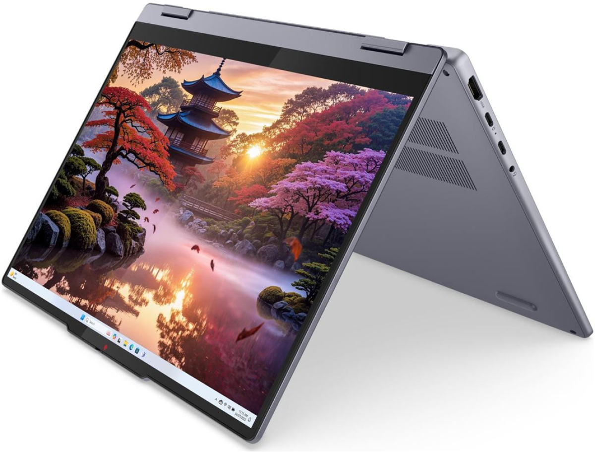 Лаптоп LENOVO IdeaPad 5 2-in-1, AMD Ryzen AI 5 340, 16GB DDR5, 512 GB M.2 NVMe SSD, 14" Full HD+, W11H, сивна ниска цена с бърза доставка - BestPC.BG